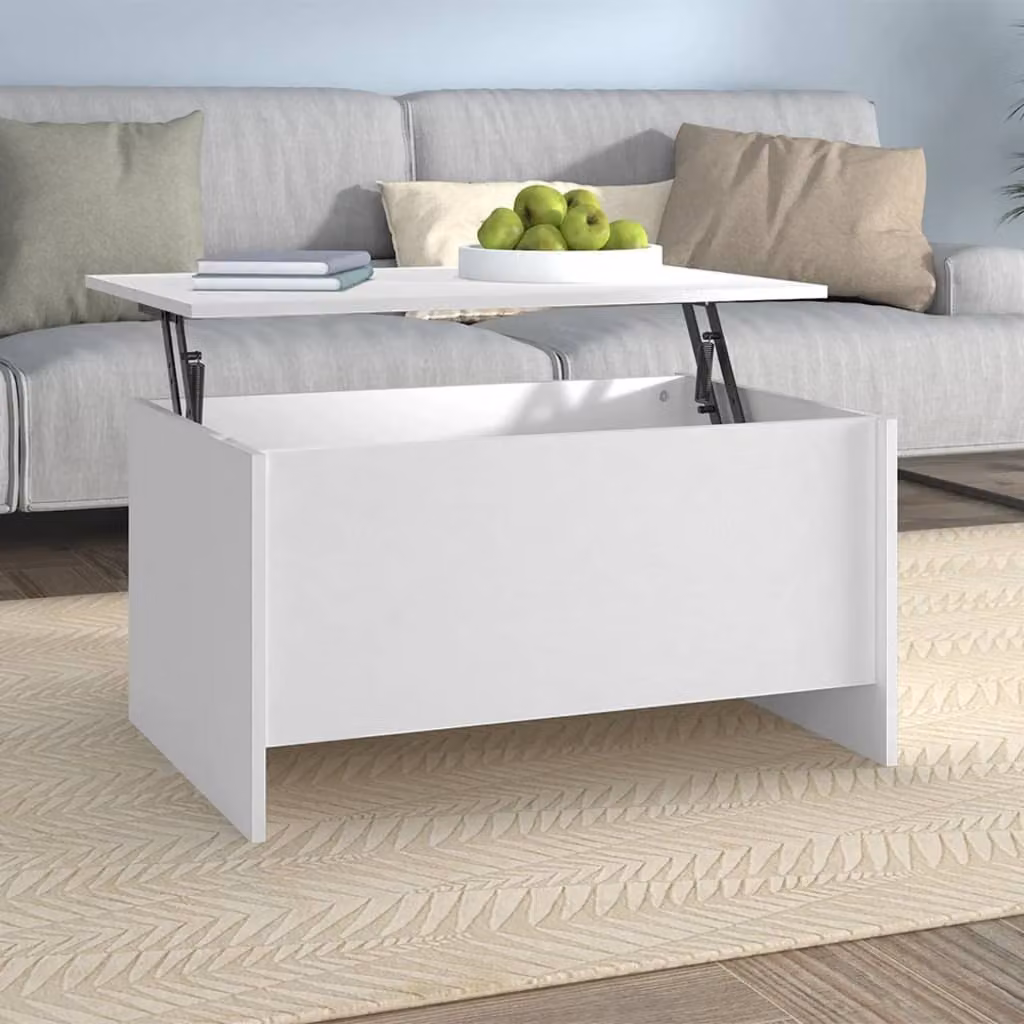 Tavolino The Living Store bianco 80x55,5x41,5 cm in materiale ligneo
