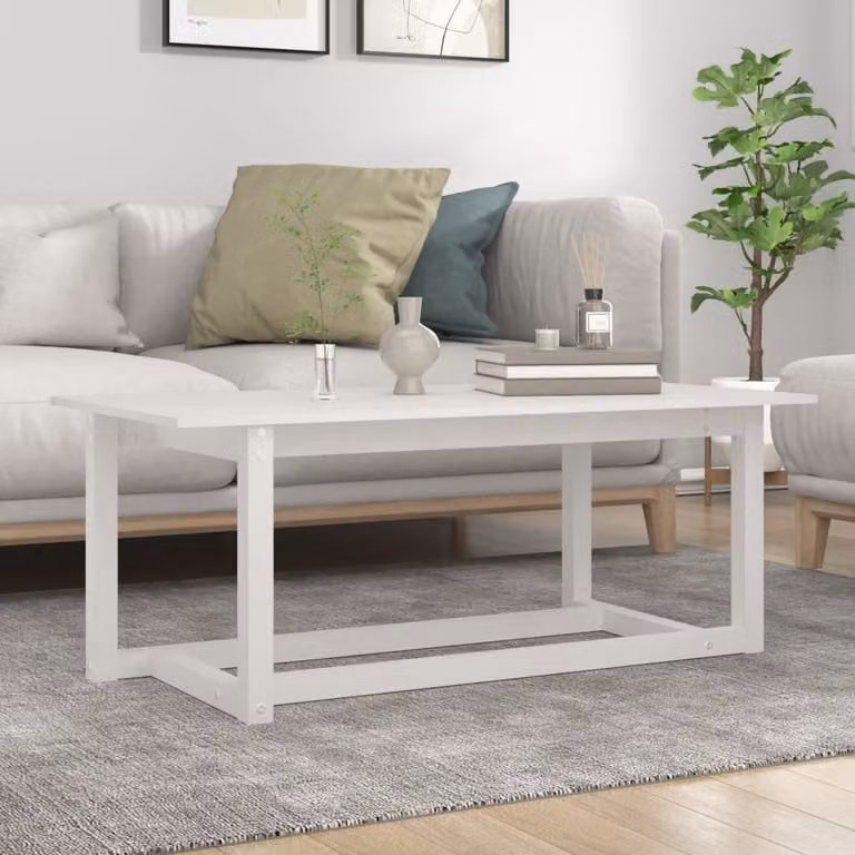 Maison Exclusive - Tavolino bianco 110x55x45 cm in legno massello di pino