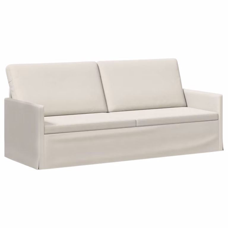 Divano a 3 posti vidaXL in velluto beige con struttura in metallo L: 190 cm, P: 81 cm, H: 82 cm