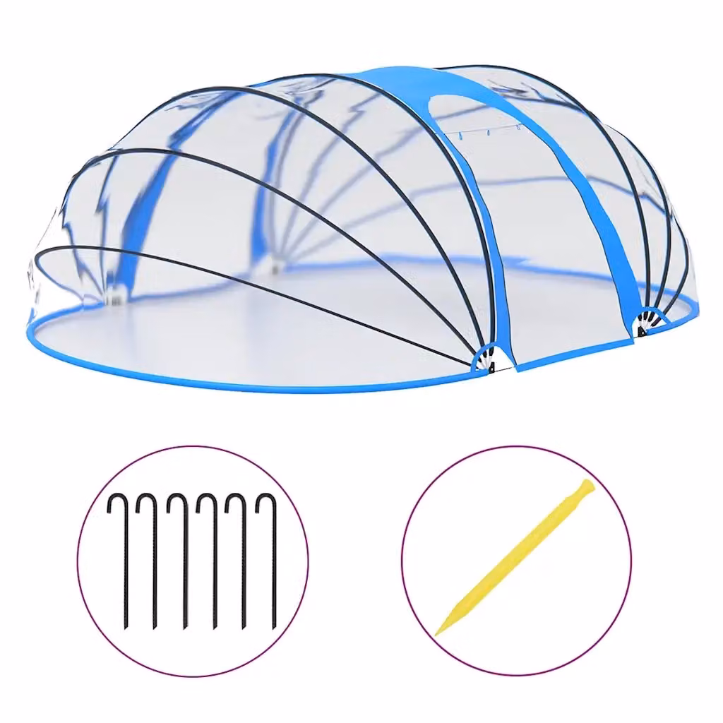 Calotta a cupola trasparente e blu vidaXL per piscina ovale in PVC, L: 530 cm, P: 410 cm, H: 210 cm – 2
