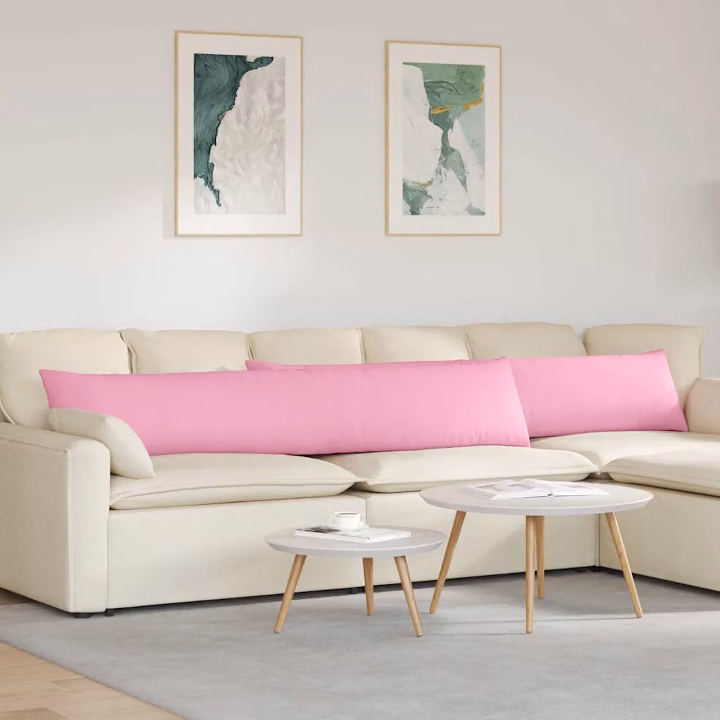 Set di 2 cuscini da divano vidaXL in tessuto rosa con rivestimento rimovibile, L 200 cm x P 40 cm x H 40 cm