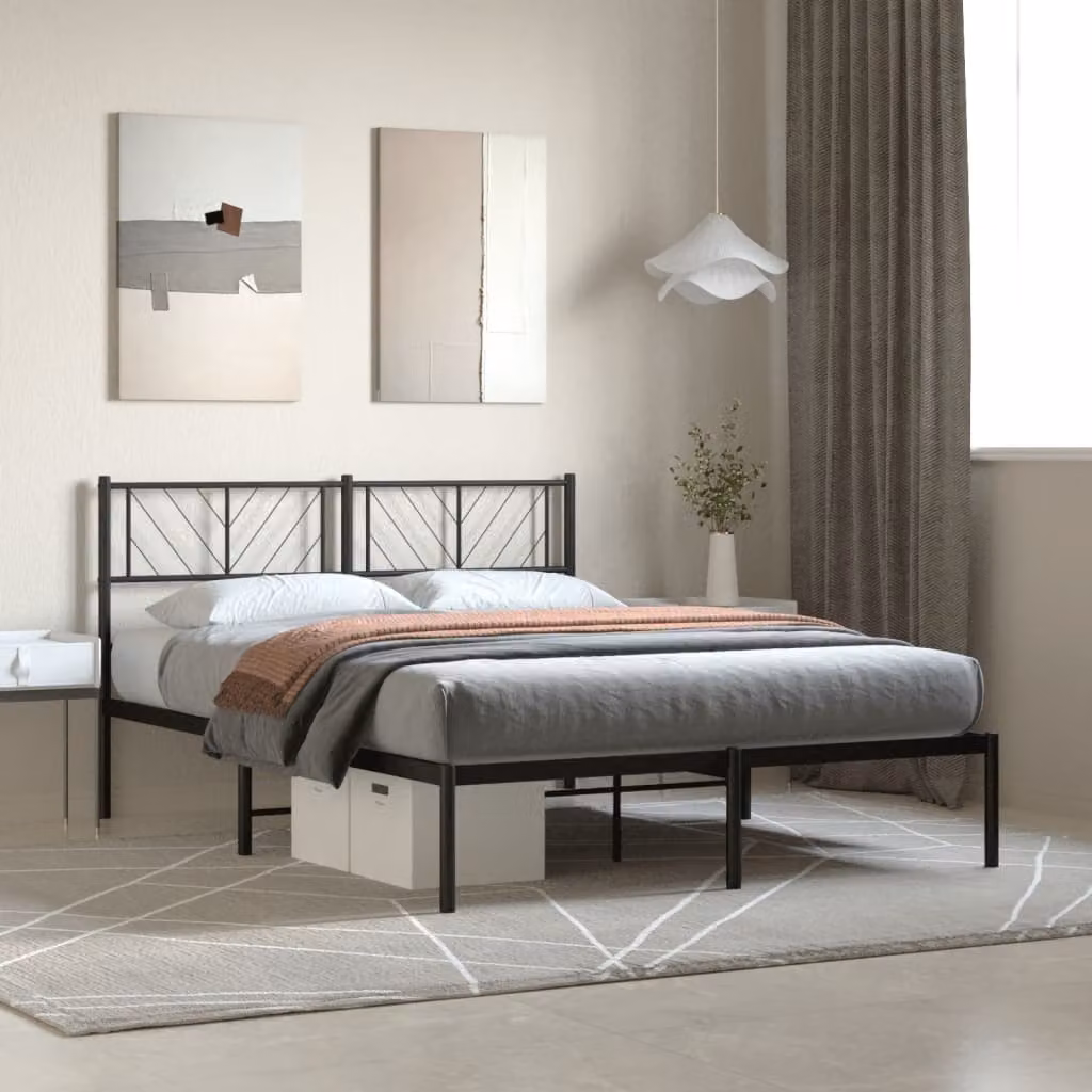vidaXL Giroletto con Testiera in Metallo Nero L/P/H: 200 x 140 x 90 cm – 1