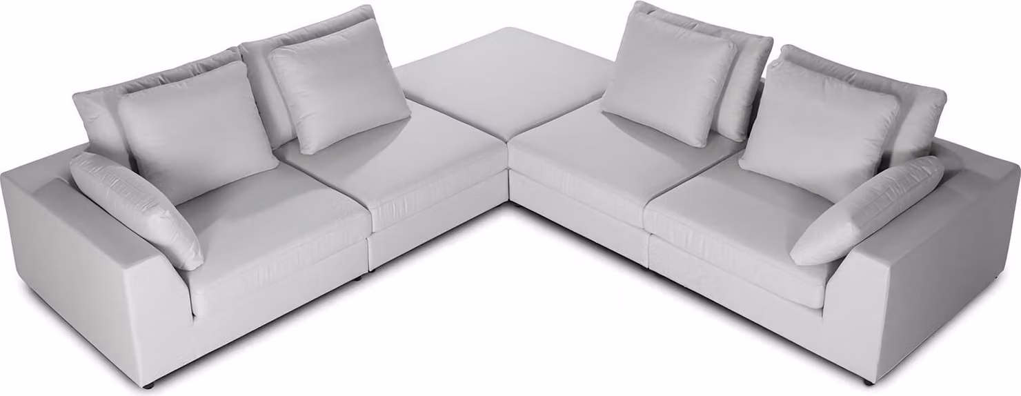 Ecksofa L-Form Sofa Couch Design Polster Modern Textil Weiß Stoff Eck Garnitur