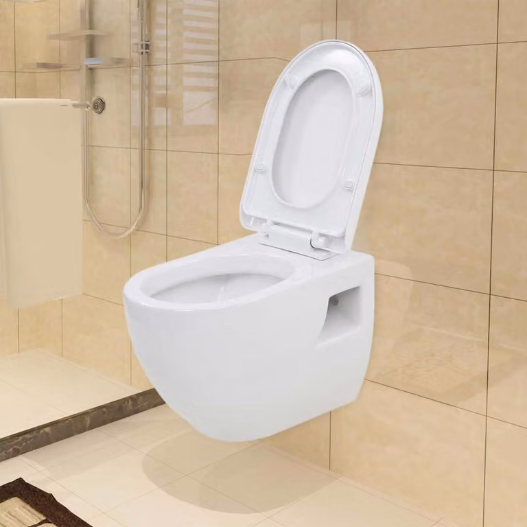 vidaXL WC a Muro con Sciacquone Nascosto in Ceramica Bianco