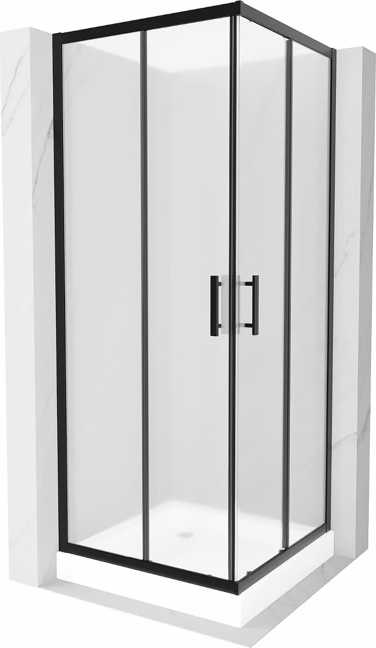 Mexen Rio cabina doccia quadrata 70 x 70 cm, smerigliata, nera + piatto doccia Rio, bianco - 860-070-070-70-30-4510