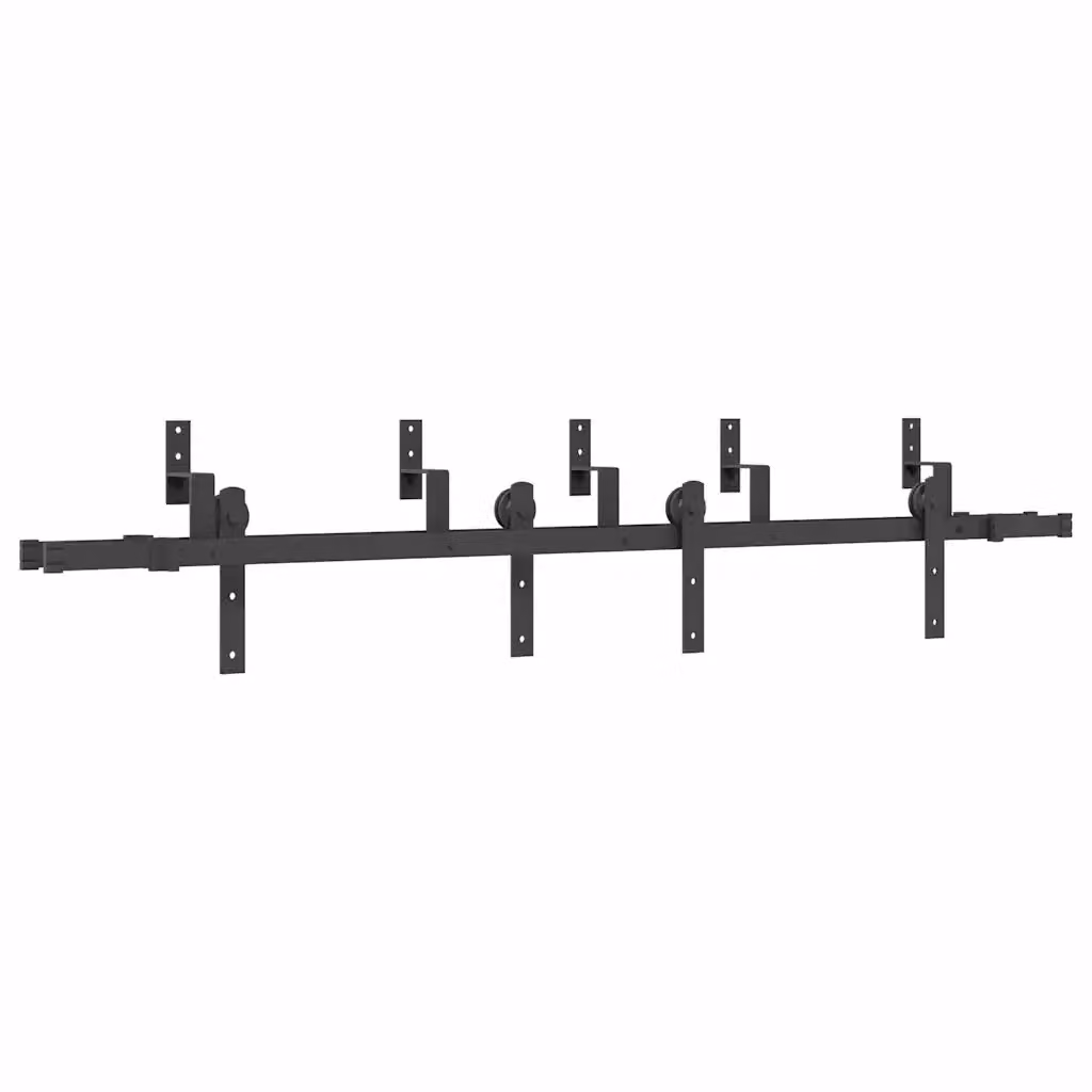 Kit di Binari per Porte Scorrevoli vidaXL in Acciaio Inox Nero Opaco 200 cm