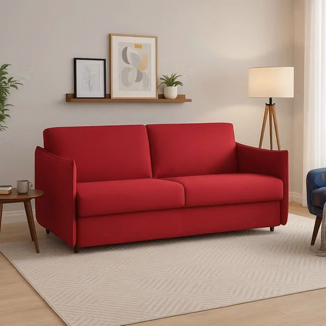 Divano Fisso 3 Posti Severo Made in Italy con Rivestimento Sfoderabile Rosso L: 200 cm, P: 95 cm, H: 90 cm