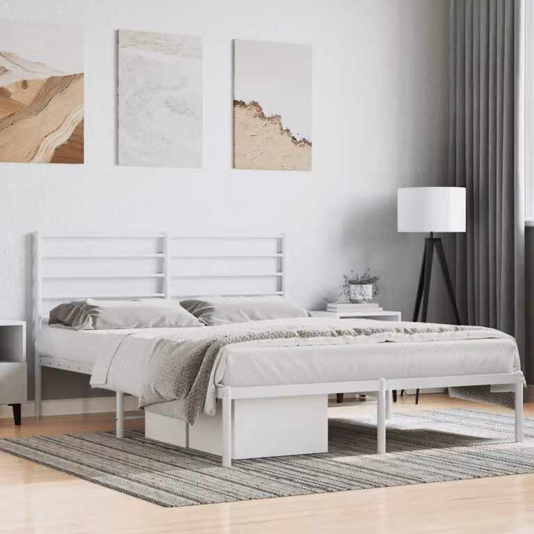 The Living Store Struttura letto con testiera in metallo bianco 120x200 cm