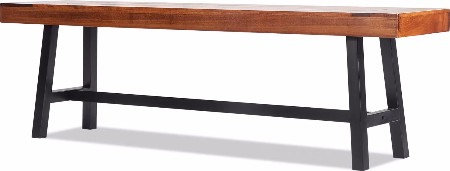 SucceBuy Panca da giardino in legno da 63" con gambe in metallo, capacità di carico di 500 libbre, seduta da giardino e patio per giardino, parco, cortile, porticato