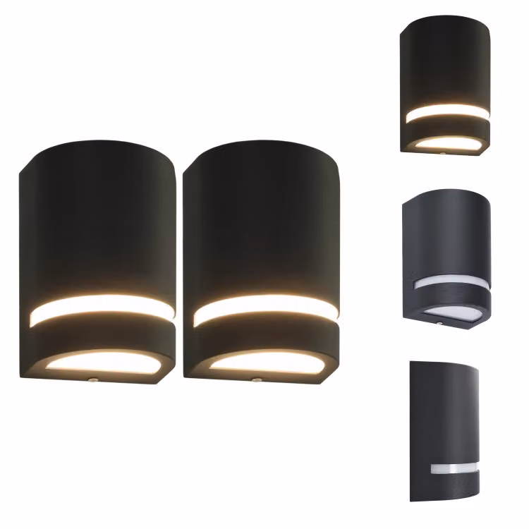 vidaXL Luci da parete per esterni 2 pezzi 35 W nero semicircolare - Illuminazione per esterni