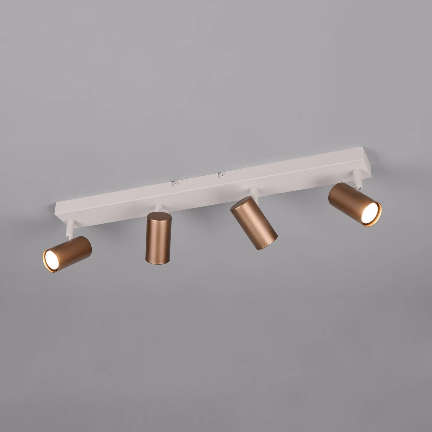 Reality Leuchten Faretto Taryn, marrone, lunghezza 62 cm, a 4 luci, GU10 dimmerabile, Marrone / Ruggine, Soggiorno / Sala da pranzo, Metallo, Moderno, Downlight