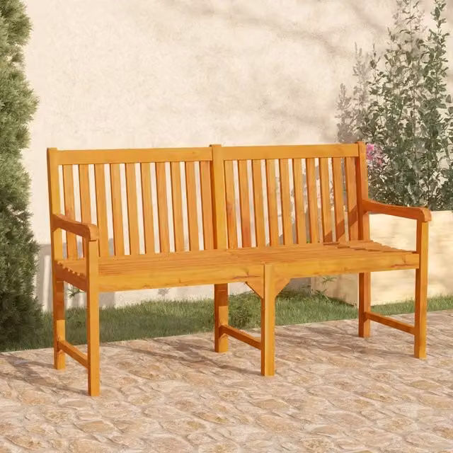 Panca da giardino vidaXL in legno di acacia oliato marrone con braccioli L: 150 cm, P: 56 cm, H: 90 cm – 1