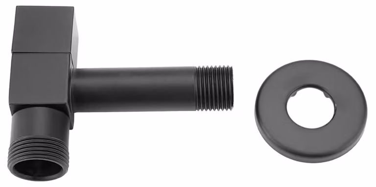 Rubinetto per lavatrice, nero, quadrato, in ottone, da montare a parete, per acqua fredda, attacchi G3/4 e G1/2