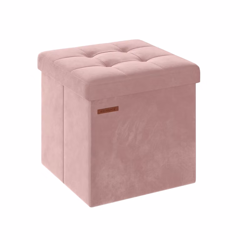 Cassapanca in Velluto Nero Inchiostro, Rosa Gelatina / 38 x 38 x 38 cm
