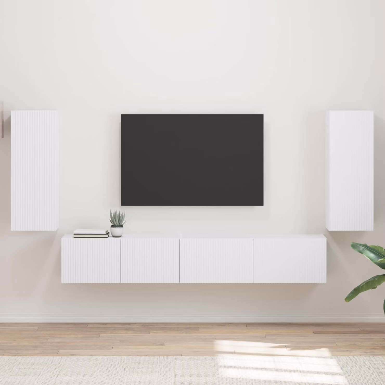 Set mobile TV moderno vidaXL in legno MDF bianco, ideale per soggiorno, ufficio o camera da letto