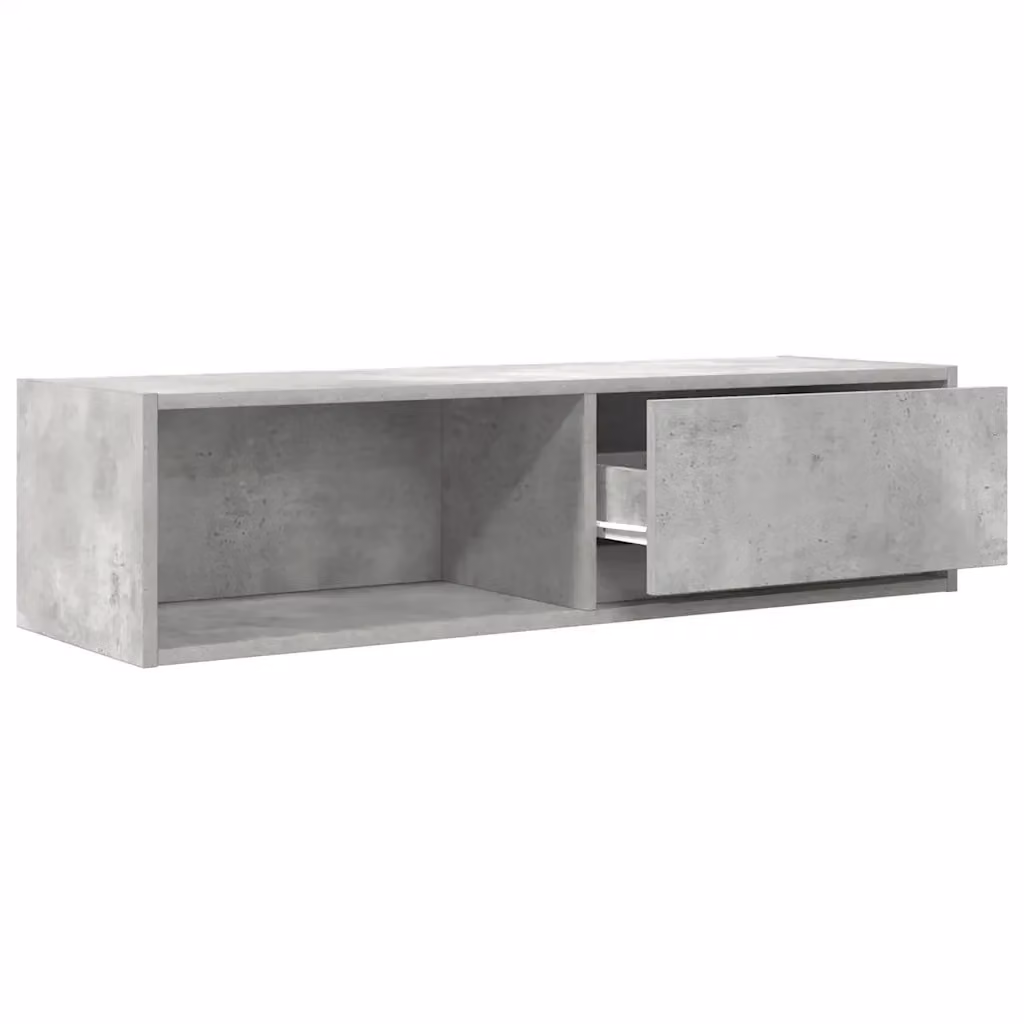 Set di 2 mobili porta TV a parete HELLOSHOP26 in legno composito grigio cemento opaco L/P/H: 100 x 31 x 25,5 cm – 2