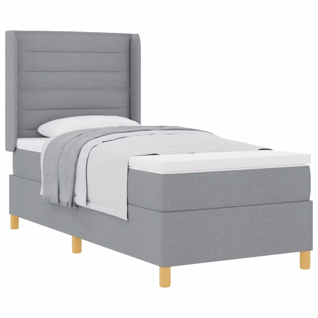 Letto a molle con materasso vidaXL in tessuto grigio, L/P/H: 80 x 200 x 83 cm – 2