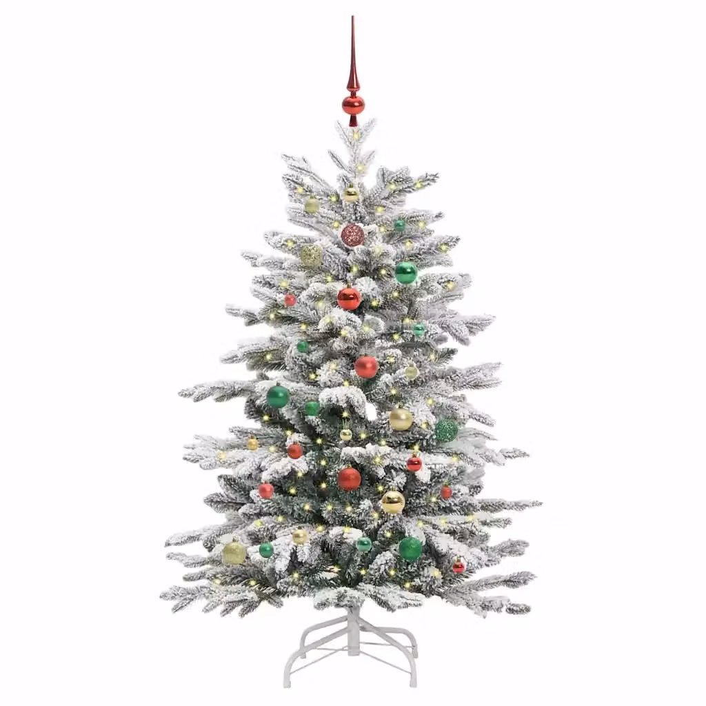 Albero di Natale artificiale moderno vidaXL bianco con luci LED bianco caldo e rami in PVC e plastica, Altezza: 150 cm – 2