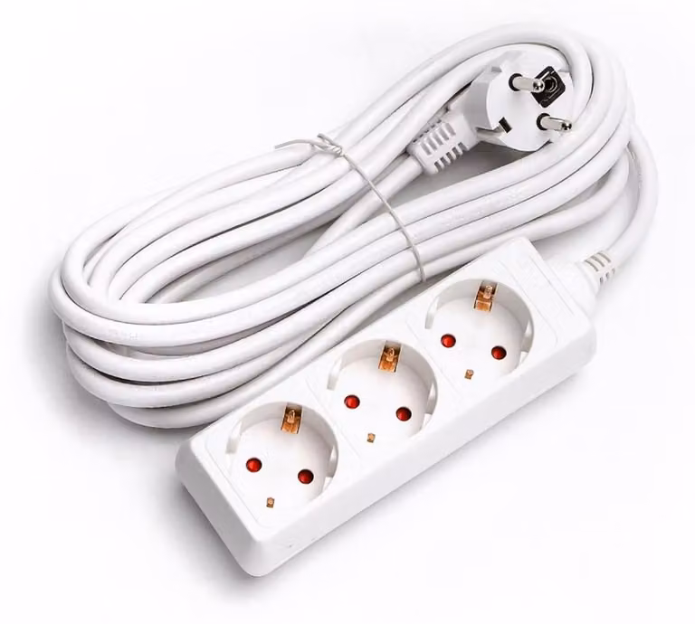 Ciabatta multipresa Glowster a 3 prese, senza interruttore, cavo da 5 metri, sezione del cavo 3G 1,5mm², colore bianco