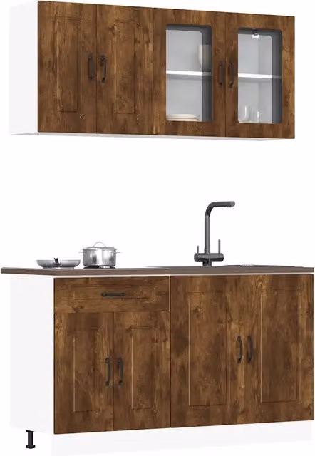 Set Mobili da Cucina 4 pz Kalmar Rovere Fumo Legno Multistrato 3314856