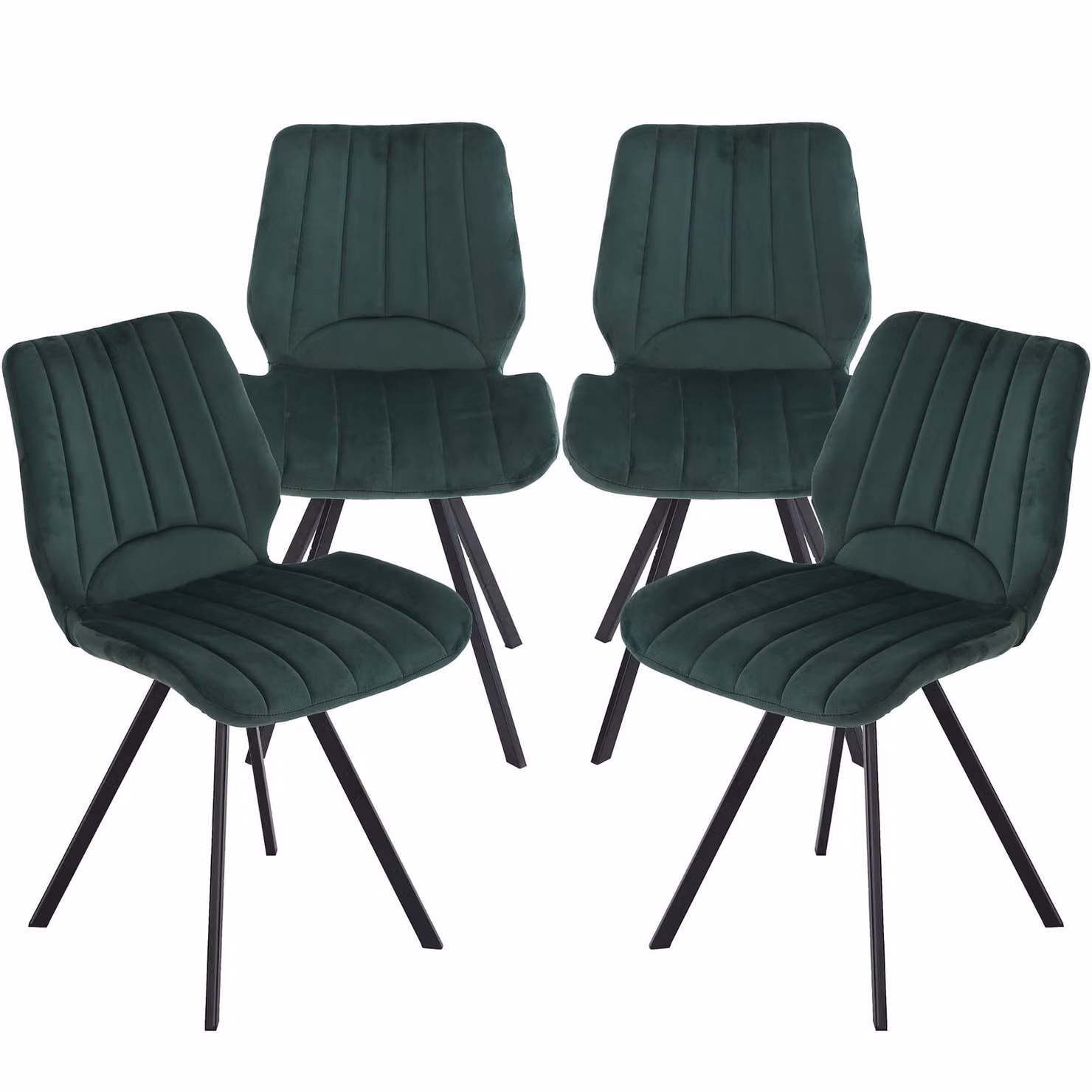 Sedie da pranzo Sedia da cucina Sedia imbottita Sedia di design con schienale, con seduta in velluto, struttura in metallo , Colore:Verde scuro;Quantità:4 pezzi.