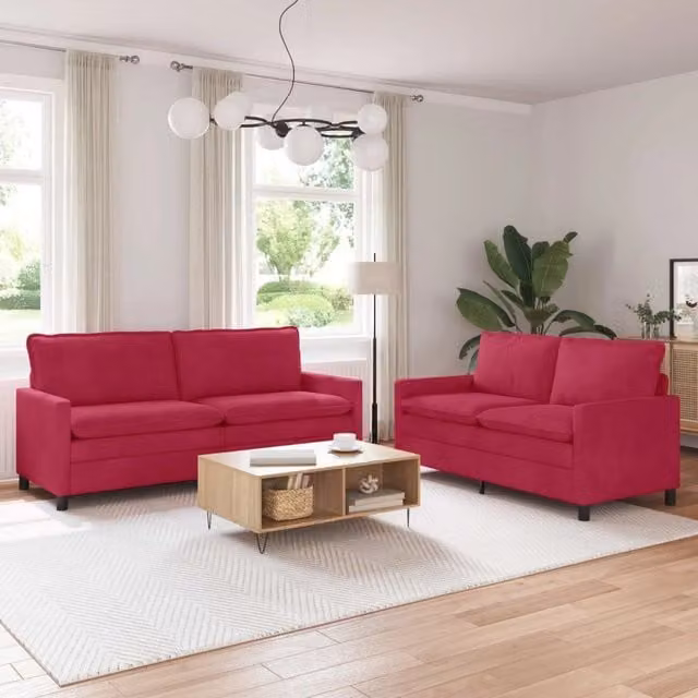 Set di divani 2 pz Rosso Vino Velluto 3417149