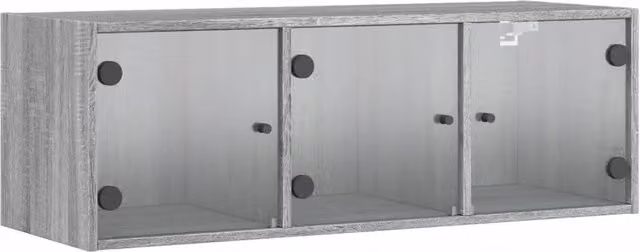 Armadio a parete in legno sonoma grigio 102 x 37 x 35 cm design elegante con ante in vetri finitura moderna 02_0049349