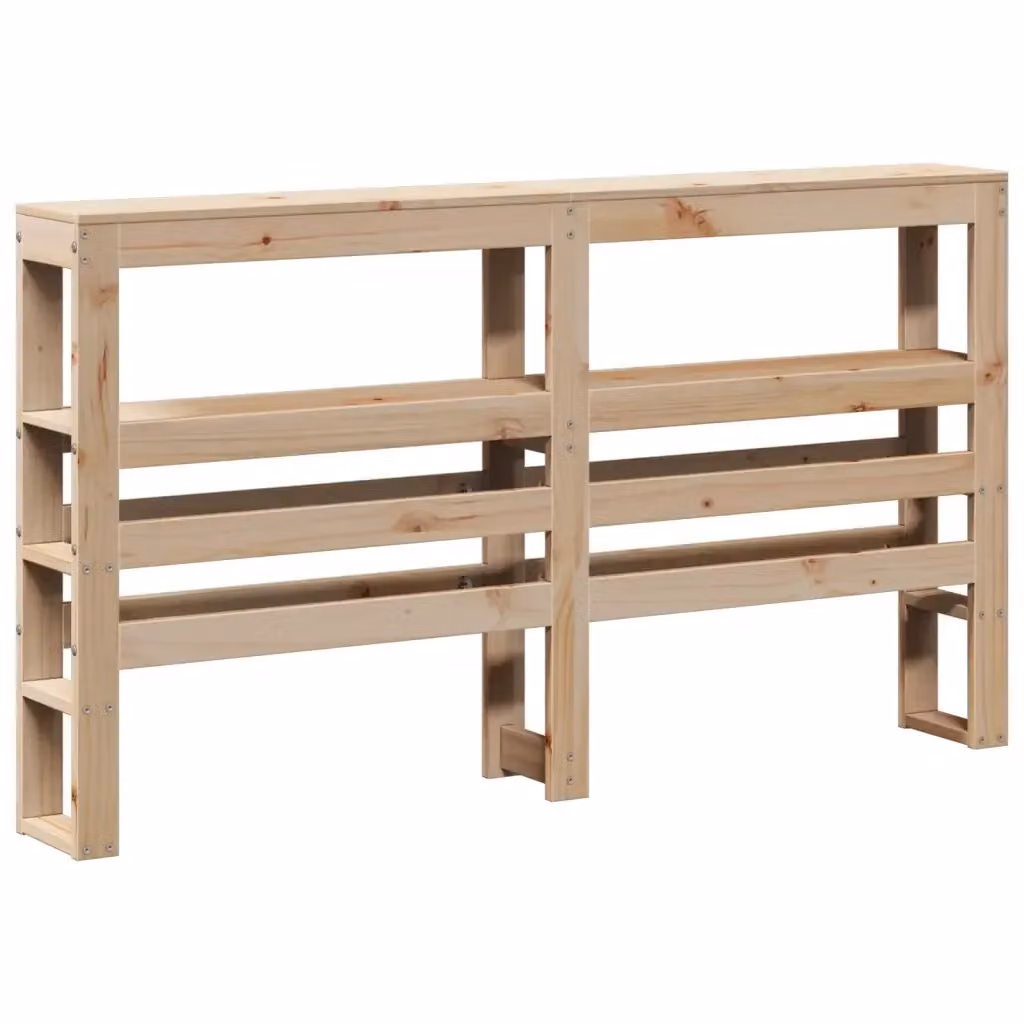 Testiera con ripiani integrati vidaXL in legno massello di pino marrone per letto 140x200 cm – 2