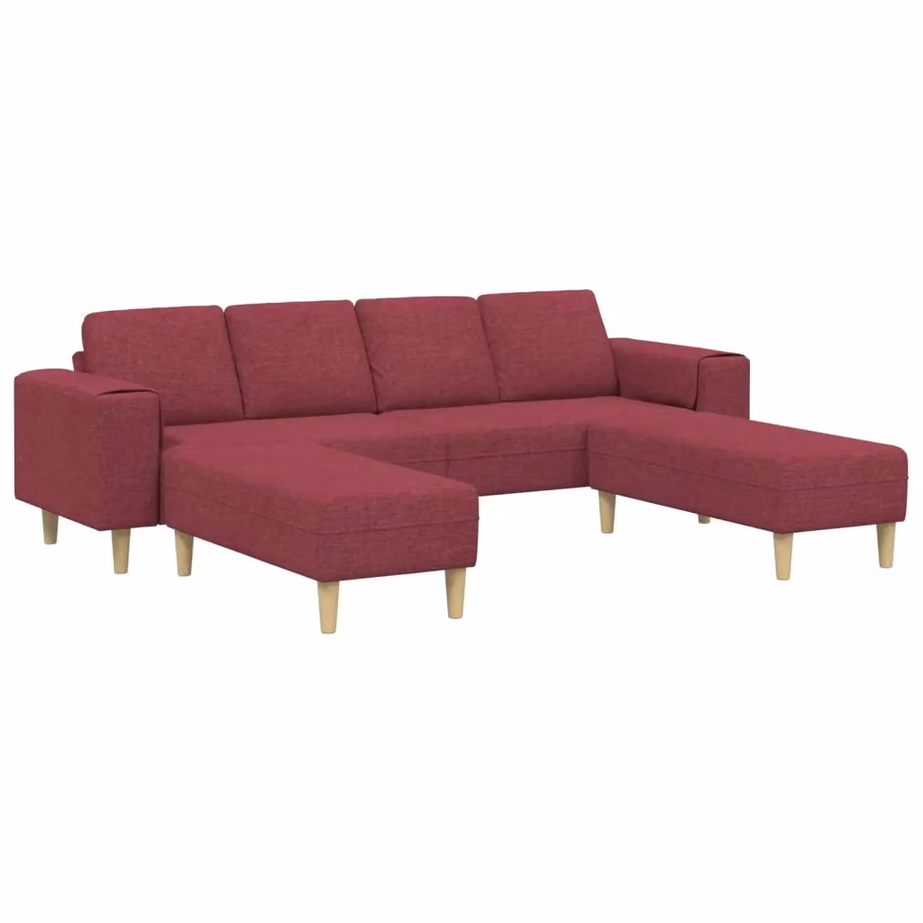 Divano da soggiorno vidaXL in tessuto rosso con cuscini, L: 250 cm, P: 188 cm, H: 76 cm – 2