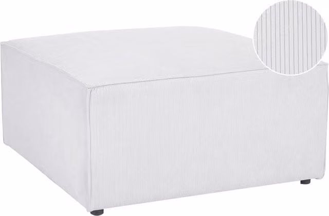 Poggiapiedi quadrato Beliani in velluto a coste Bianco, design moderno e imbottito
