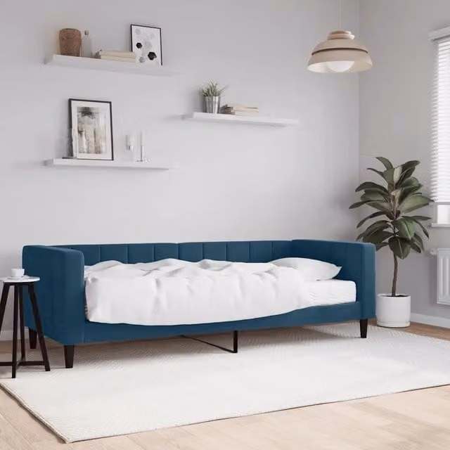 Divano Letto con Materasso-Sofa Letto-Daybed Blu 80x200 cm in Velluto 443363