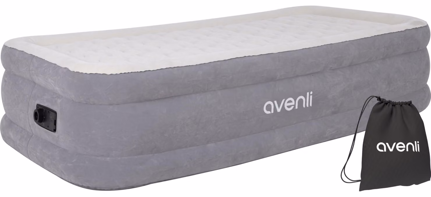 Materasso gonfiabile, dimensioni 191x99x46 cm, autogonfiante, struttura a travi, capacità fino a 100 kg, colore grigio/beige
