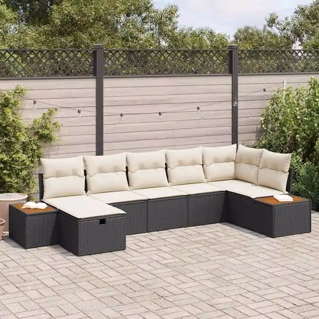 Set Divano da Giardino 8 pz Nero polyrattan 3359639