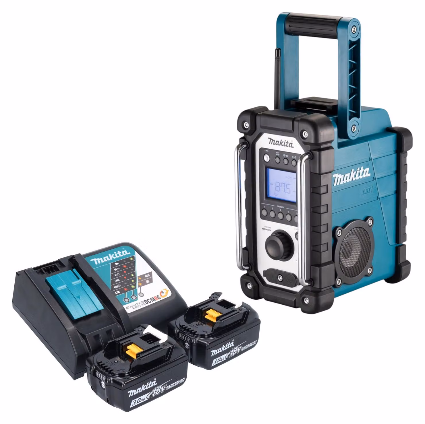 Radio da cantiere a batteria Makita DMR 116 RF 14,4 - 18 V AM FM AUX + 2x batteria ricaricabile 3,0 Ah + caricatore