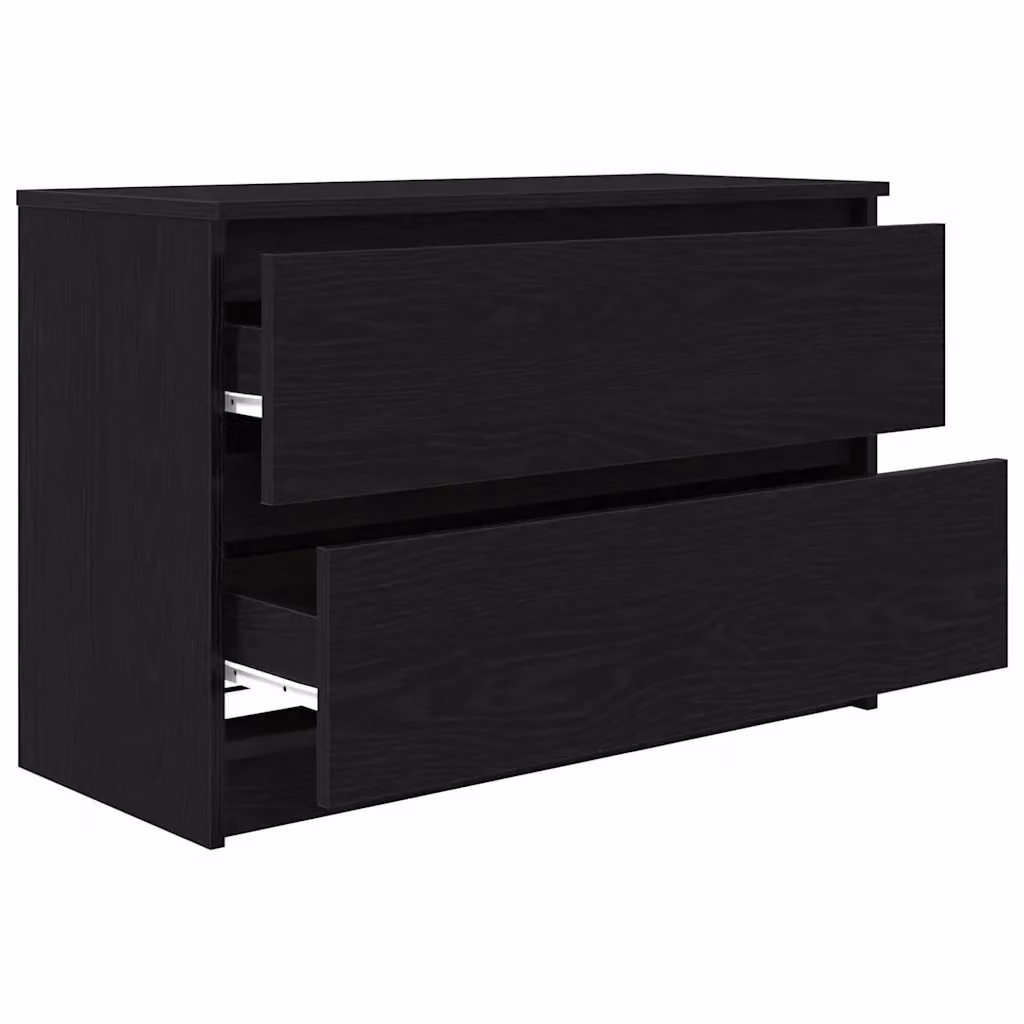 Mobile porta TV moderno HELLOSHOP26 con 2 cassetti in legno composito nero L 80 cm x P 35 cm x H 54 cm – 2