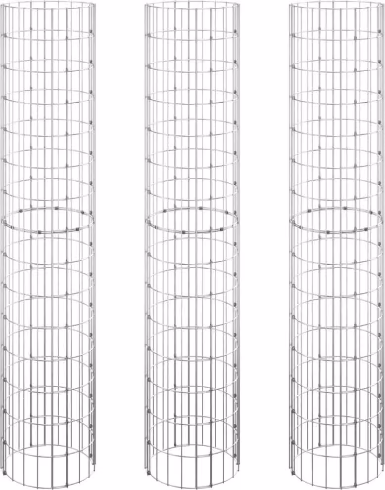 Fioriere Gabbione Circolare 3 pz in Acciaio Zincato Ø30x150 cm
