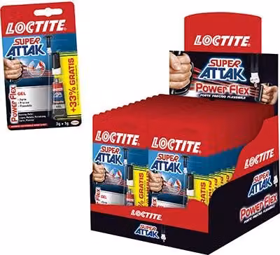 Loctite Attak Power Flex Gel Cyanoacrylate Multicolore 3 g 24 Pezzi