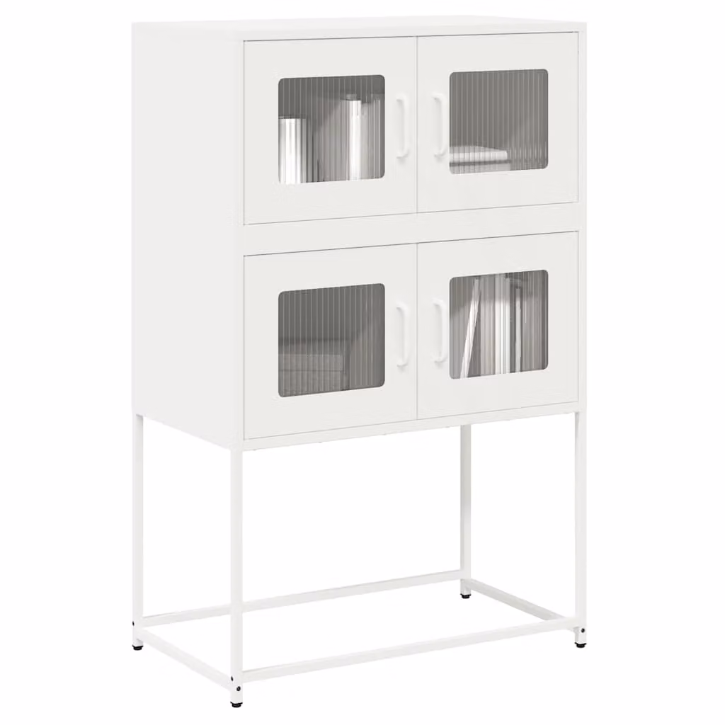 Credenza moderna vidaXL bianca con ante in vetro e struttura in metallo L/P/H: 68 x 39 x 107 cm