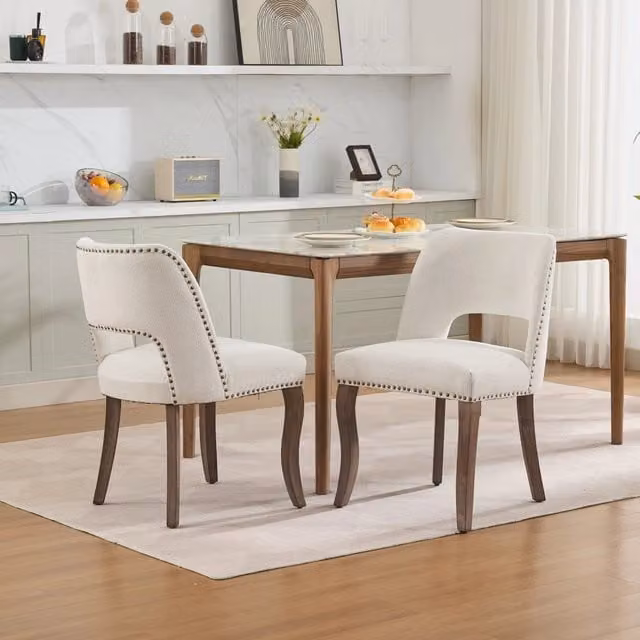 Set di 2 sedie da pranzo in legno, sedie da sala da pranzo moderne imbottite in tessuto, sedie da cucina, sedia da pranzo in stile rustico per cucina
