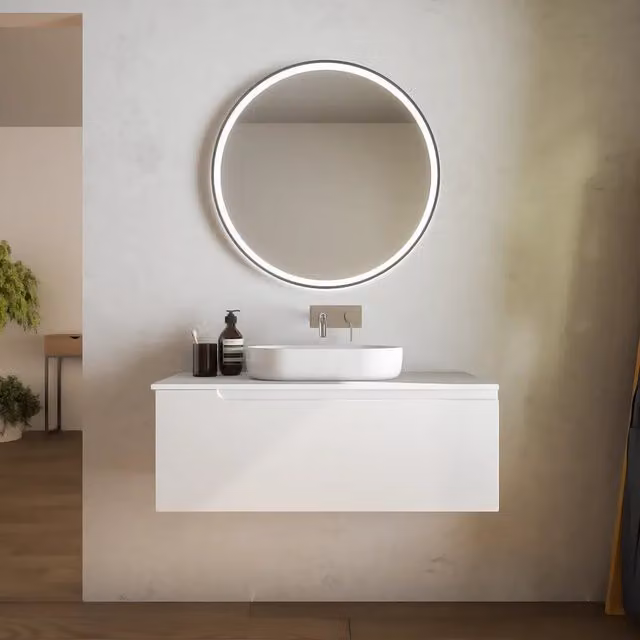Mobile bagno sospeso Ardenne con un cassetto, bianco opaco, larghezza: 90 cm