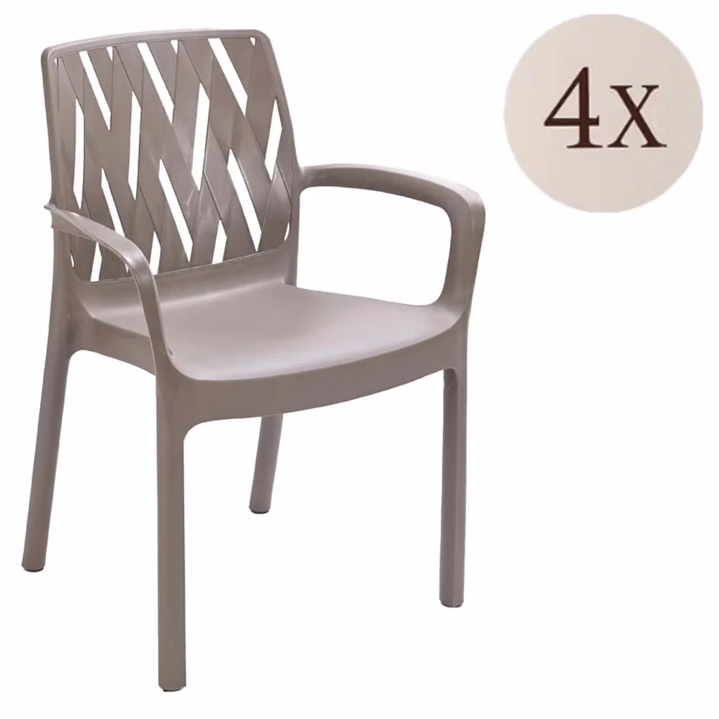 Set di 4 sedie da esterno DMORA Rumley beige, impilabili e con braccioli, ideali per giardino e terrazzo – 2
