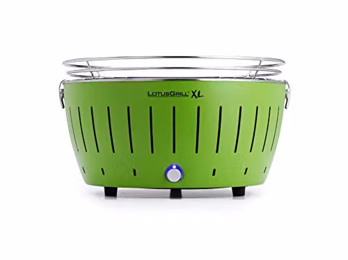 LotusGrill XL LG G435 U GR Barbecue con batterie e cavo di alimentazione USB, 43,5 x 25,7 cm, Verde