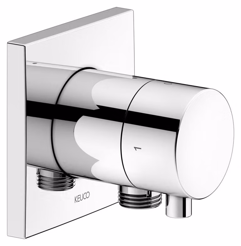 KEUCO IXMO Vanne d'inversion à encastrer 2 consommateurs, raccord de flexible avec poignée Comfort, avec arrêt, rosace carrée, 59557011102, 59557011102