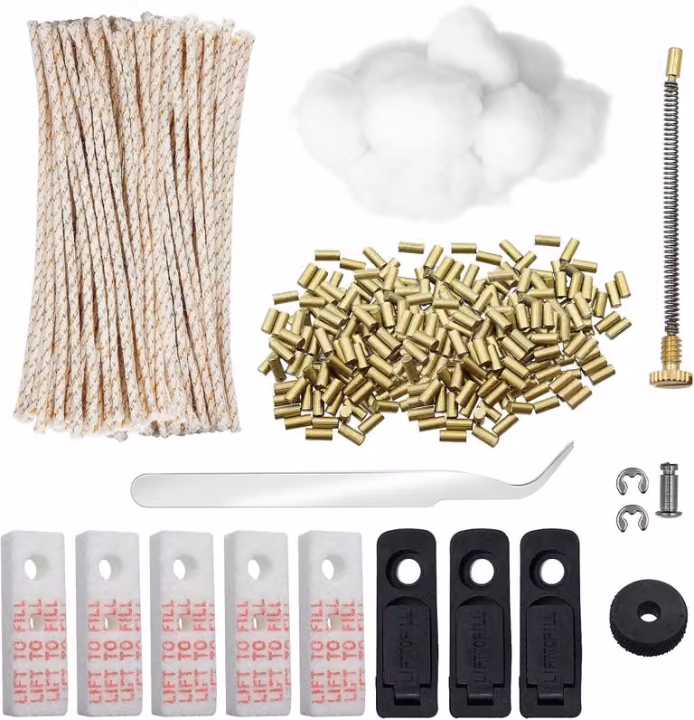 Kit di accessori universale per accendini a benzina, set di ricambi per la riparazione dell'accendino, comprensivo di selce, cotone idrofilo e stoppino