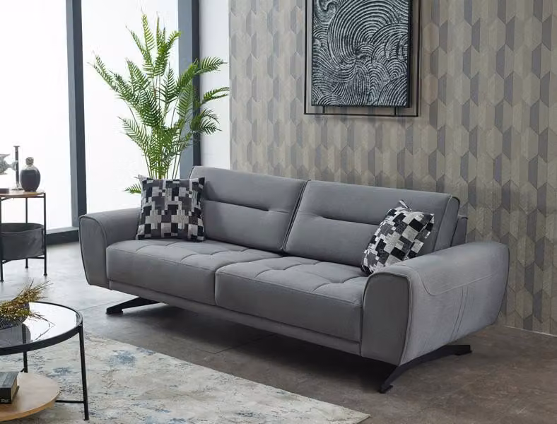 Dreisitzer Sofa 3 Sitzer Stoffsofa Couch Polstersofa Grau Moderne Couchen