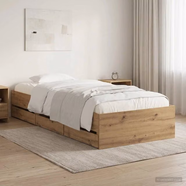 Letto moderno con contenitore vidaXL in legno marrone L: 90 cm, P: 200 cm, H: 33-140 cm – 1