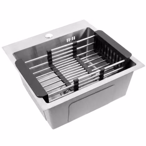 Rea Lavello in acciaio Leo 40 spazzolato nichel con set di accessori da 3 pezzi, colore nero