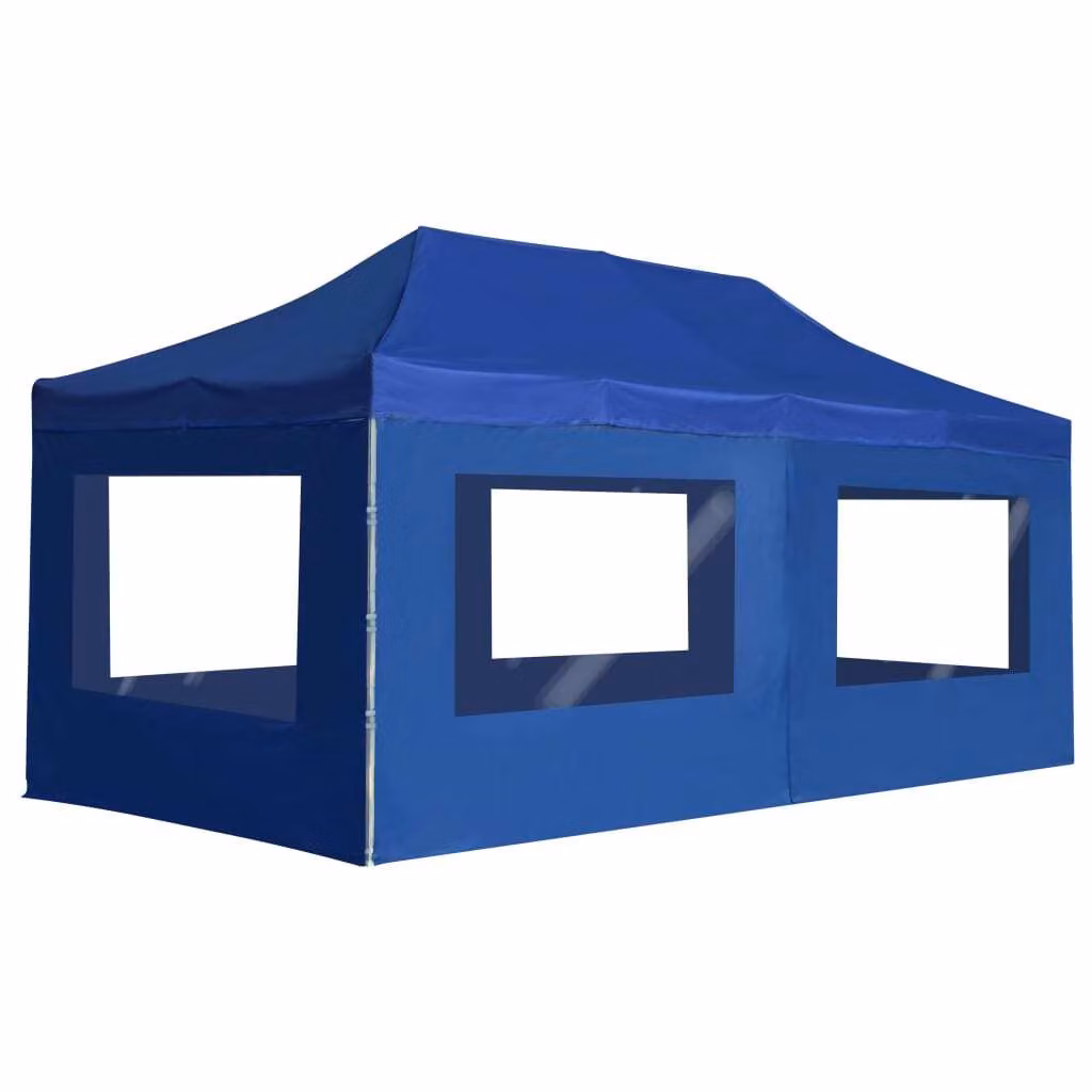 The Living Store Tenda professionale pieghevole per feste con pareti in alluminio 6×3 m Blu