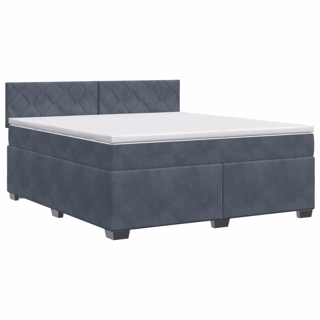 Letto box spring con materasso ibrido vidaXL in velluto grigio scuro L/P: 180 x 200 cm – 2