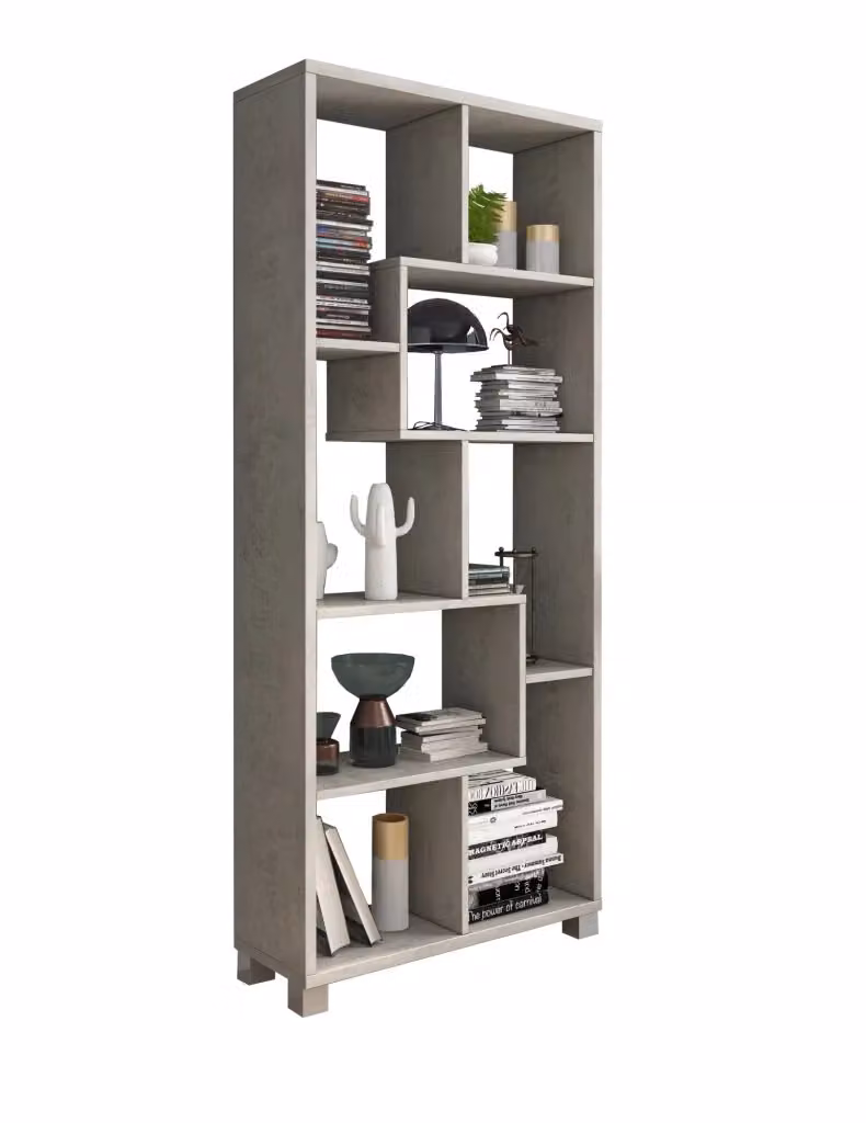 Libreria Veniano DMORA con 8 Ripiani, Grigio, L: 68 cm, P: 25 cm, H: 161 cm – 2